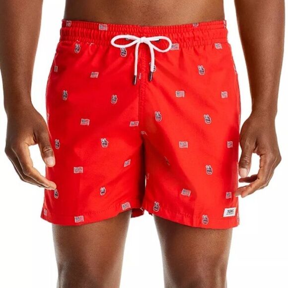 Trunks Surf & Swim Co. Sano Embroidered Regular Fit Swim Trunks Mens Red XXL NWT - Picture 1 of 7